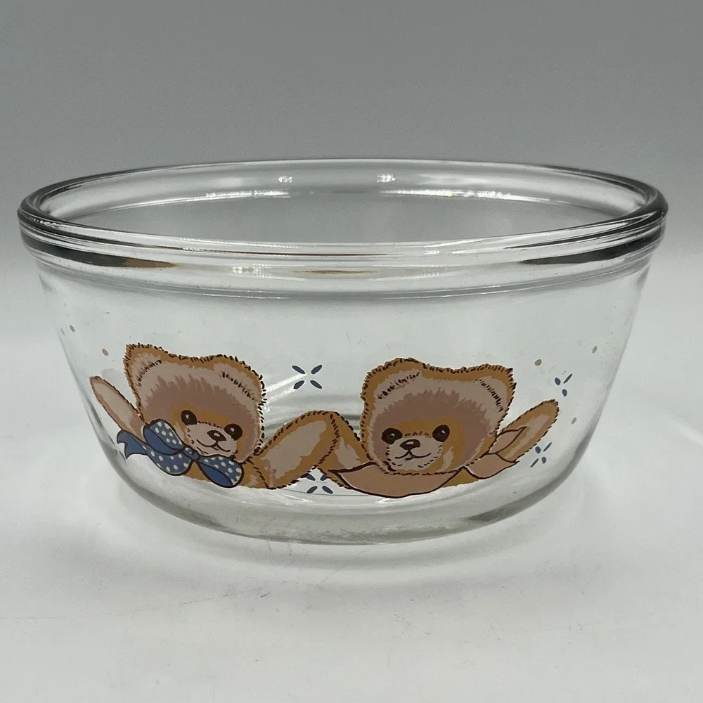 Anchor Hocking Mixing Bowl Clear 1 Qt Teddy Bear Vintage 90's 90s